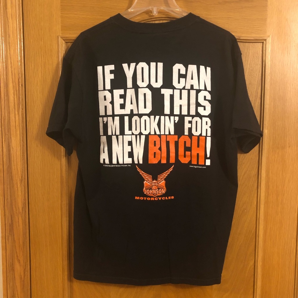 Vintage 2002 Big Johnson Motorcycle Biker Graphic T-Shirt size L